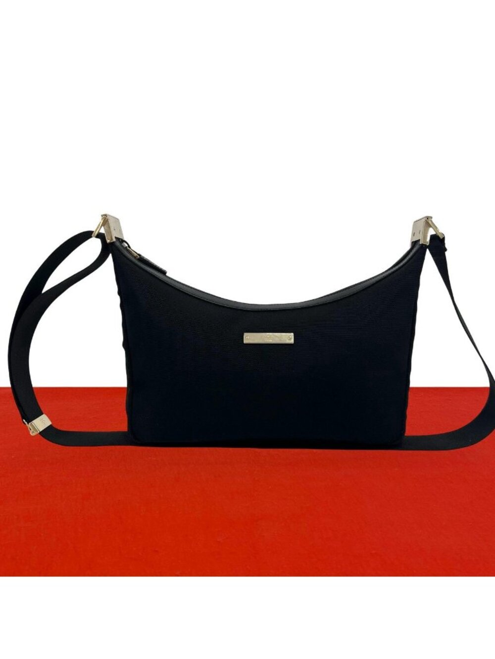 Gucci Logo Canvas Leather Mini Shoulder Bag Pochette Crossbody Black